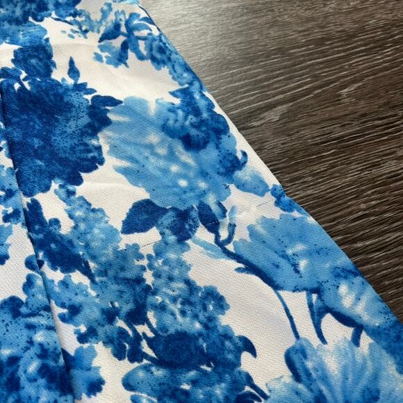 Pure Sugar Blue Floral Fit & Flare Dress Sz Medium Short Sleeve Lined A-Line GUC - Picture 12 of 14